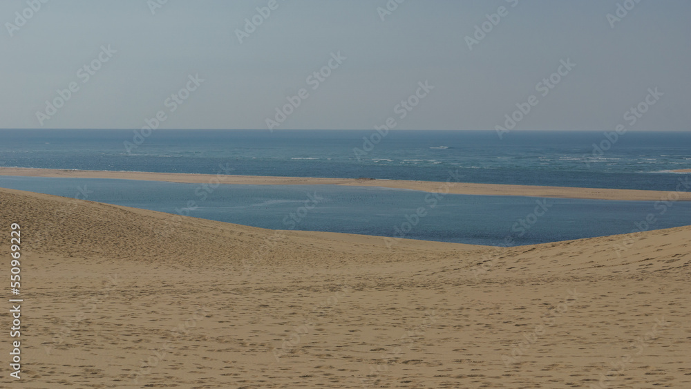 Atlantic sea and sand dune, Dune du Pilat, Arcachon, Nouvelle-Aquitaine, France