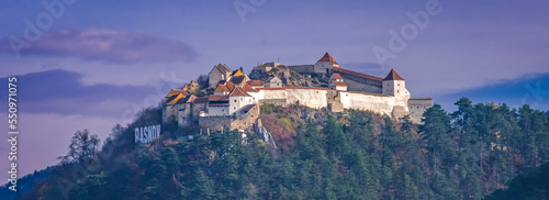 Rasnov fortress, the famous medieval landmark in Carpathian Mountain Brasov Romania