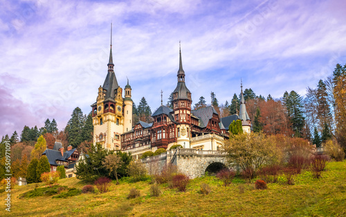 Peles Castle, the famous royal landmark in Carpathian Mountain Sinaia Romania