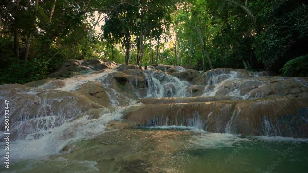 Waterfall in Jamaica. Dunn’s River Falls & Park Jamaica. Ocho Rios Coast.