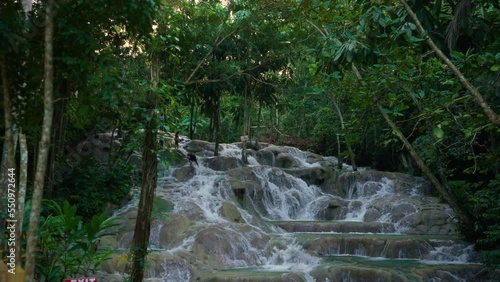 Waterfall in Jamaica. Dunn’s River Falls & Park Jamaica. Ocho Rios Coast. photo