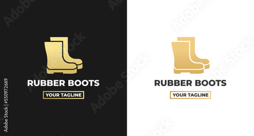 rubber boots logo or elegant rubber boots logo isolated on white and black background. Simple rubber boots isolated logo. Suitable for product logos on boots brands.