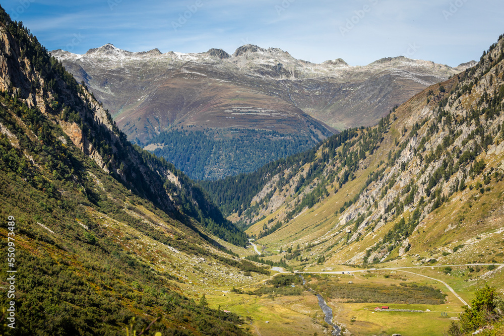 Dramatic landscape of swiss alps in upper Engadine, Graubunden, Switzerland