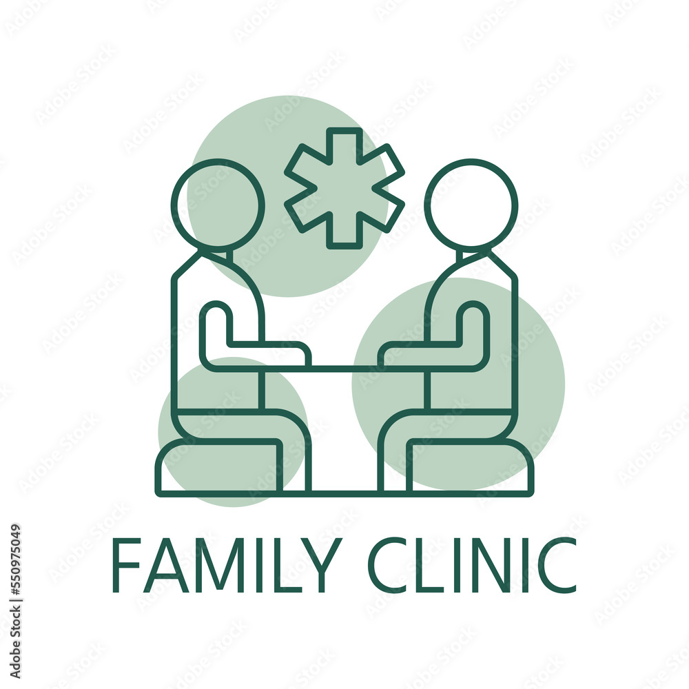 Family clinic color icon, logo style