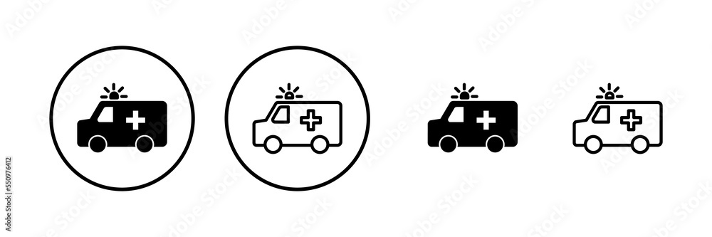 Ambulance icon vector illustration. ambulance truck sign and symbol. ambulance car