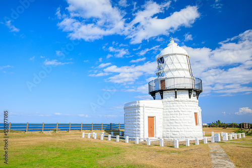 秋の禄剛埼灯台　石川県珠洲市　Rokkosaki lighthouse in autumn. Ishikawa Prefecture, Suzu City photo