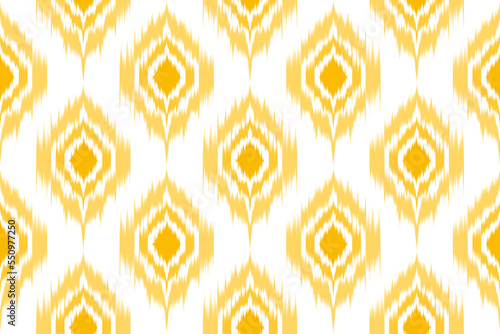 Ikat ethnic seamless pattern decoration design. Aztec fabric carpet boho mandalas textile decor wallpaper. Tribal native motif ornaments African American folk traditional embroidery vector background 