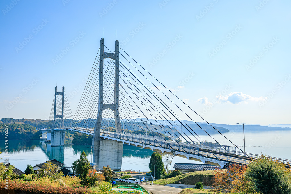秋のツインブリッジのと 石川県七尾市 Twin bridge NOTO in autumn. Ishikawa Prefecture,Nanao City 秋のツインブリッジのと 石川県七尾市 Twin bridge NOTO in autumn. Ishikawa Prefecture,Nanao City