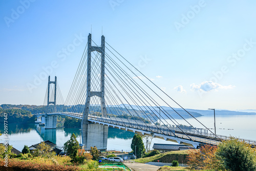 秋のツインブリッジのと　石川県七尾市　Twin bridge NOTO in autumn. Ishikawa Prefecture,Nanao City © M・H
