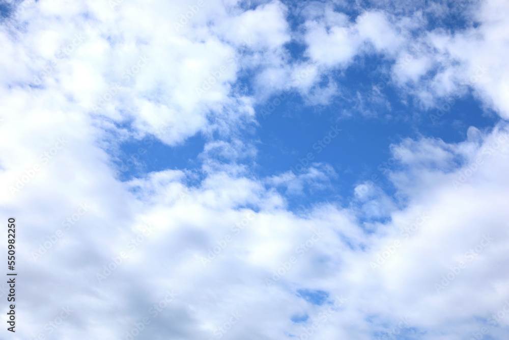 Picturesque view of beautiful blue sky with fluffy clouds Picturesque view of beautiful blue sky with fluffy clouds