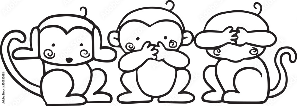 monkey animal cartoon doodle kawaii anime coloring page cute