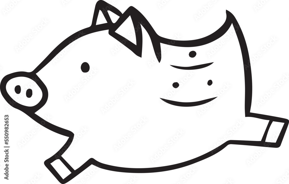 pig animal cartoon doodle kawaii anime coloring page cute illustration ...