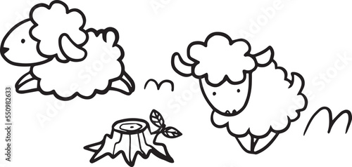 sheep animal cartoon doodle kawaii anime coloring page cute illustration drawing clip art character chibi manga comic
