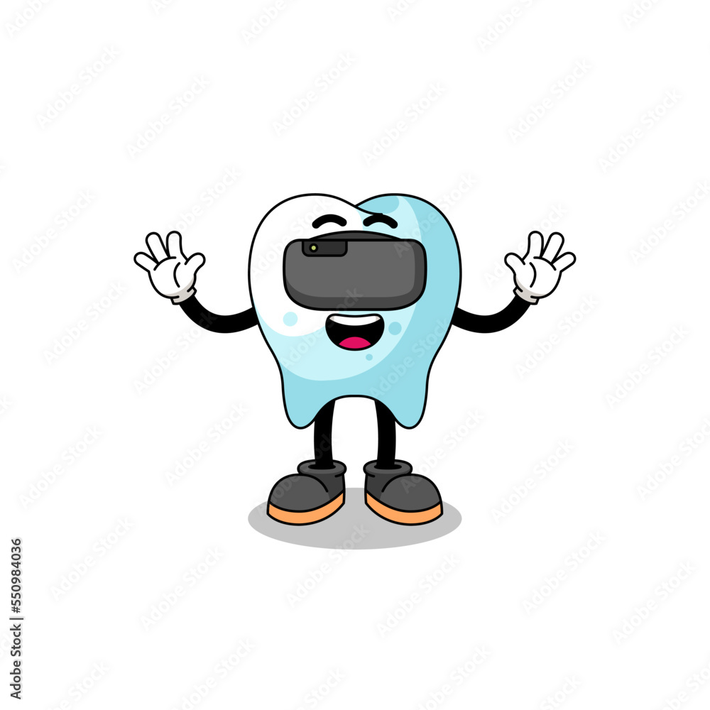Fototapeta premium Illustration of tooth with a vr headset