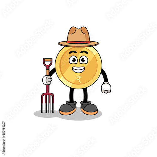 Cartoon mascot of indian rupee farmer