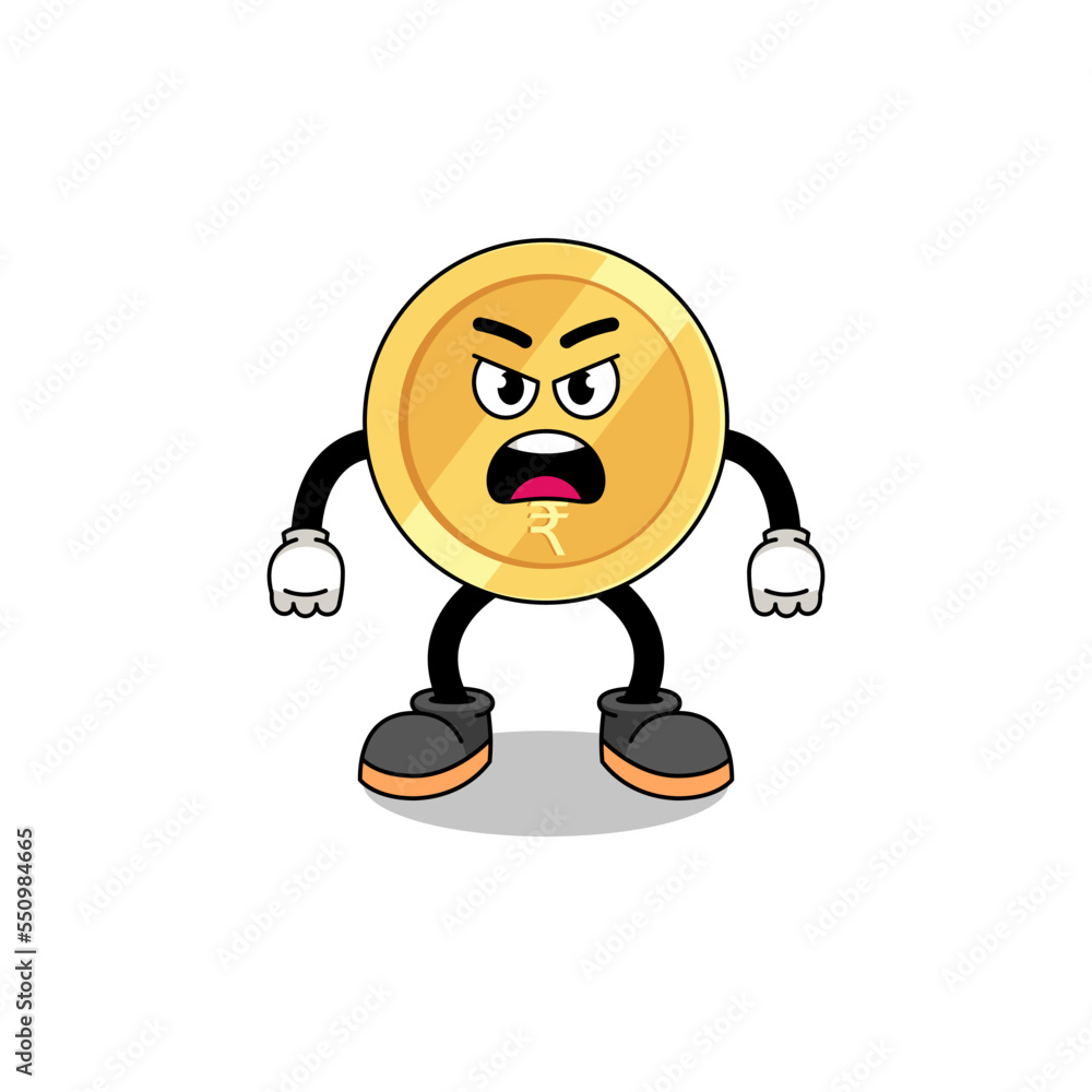 indian rupee cartoon illustration with angry expression indian rupee cartoon illustration with angry expression