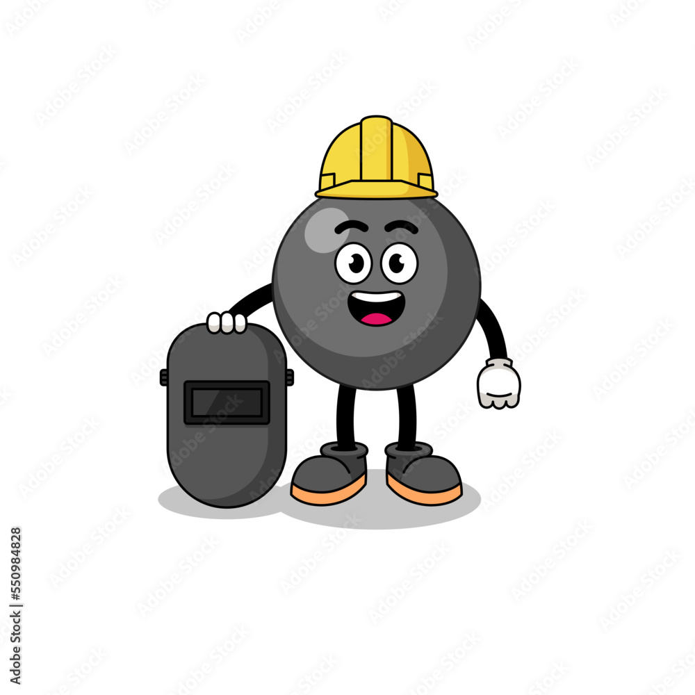 Mascot of dot symbol as a welder Mascot of dot symbol as a welder