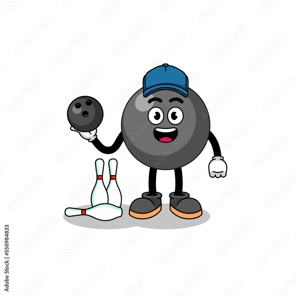 Mascot of dot symbol as a bowling player Mascot of dot symbol as a bowling player