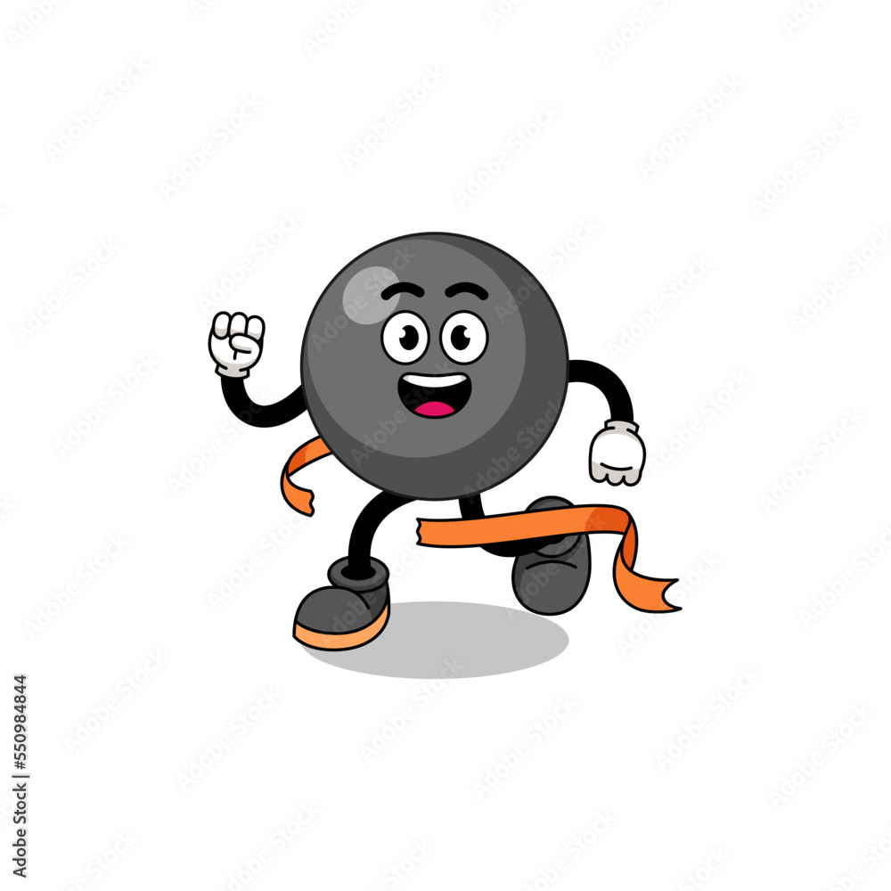 Mascot cartoon of dot symbol running on finish line Mascot cartoon of dot symbol running on finish line