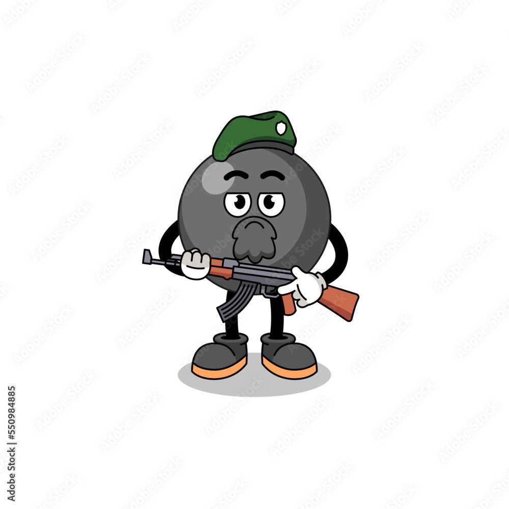 Character cartoon of dot symbol as a special force Character cartoon of dot symbol as a special force