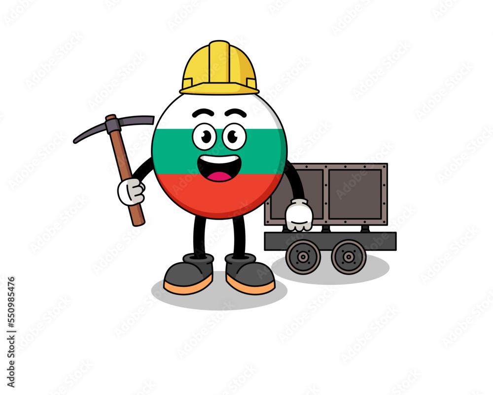 Mascot Illustration of bulgaria flag miner Mascot Illustration of bulgaria flag miner