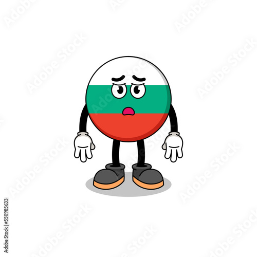 bulgaria flag cartoon illustration with sad face