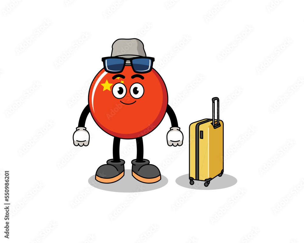 Fototapeta premium china flag mascot doing vacation
