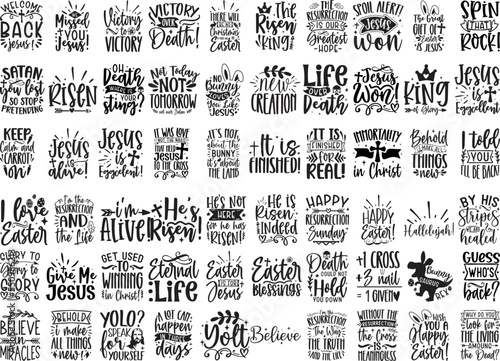 Easter SVG Bundle, Jesus Christ Resurrection, Easter Vector bundle, black and white quotes 