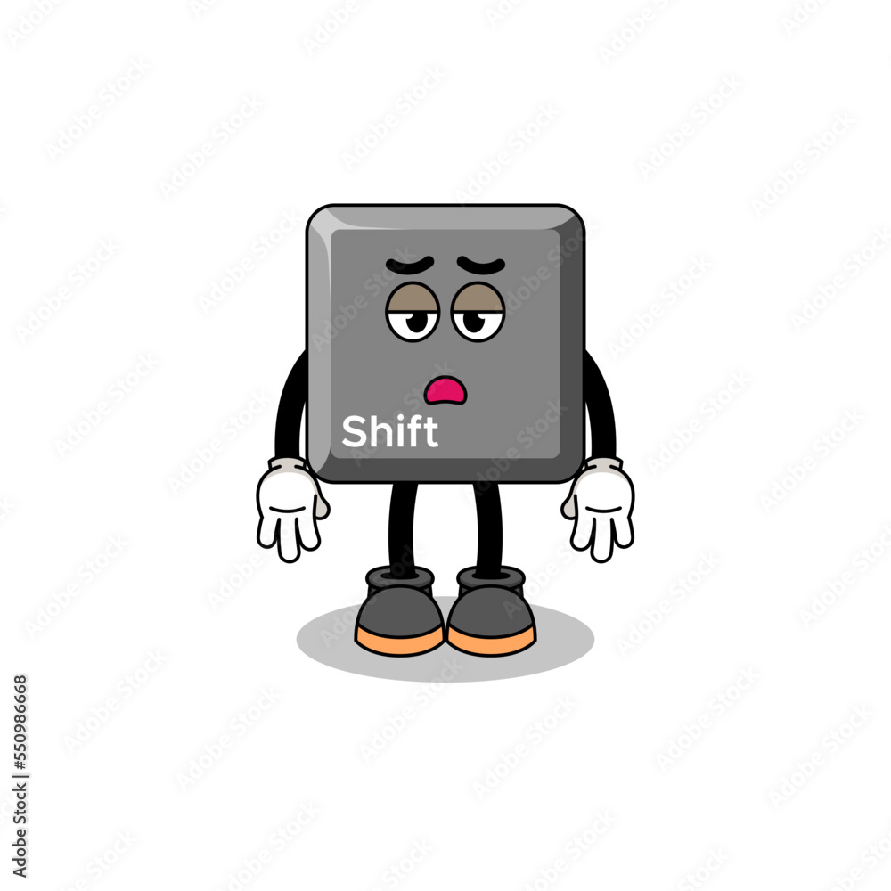 Fototapeta premium keyboard shift key cartoon with fatigue gesture