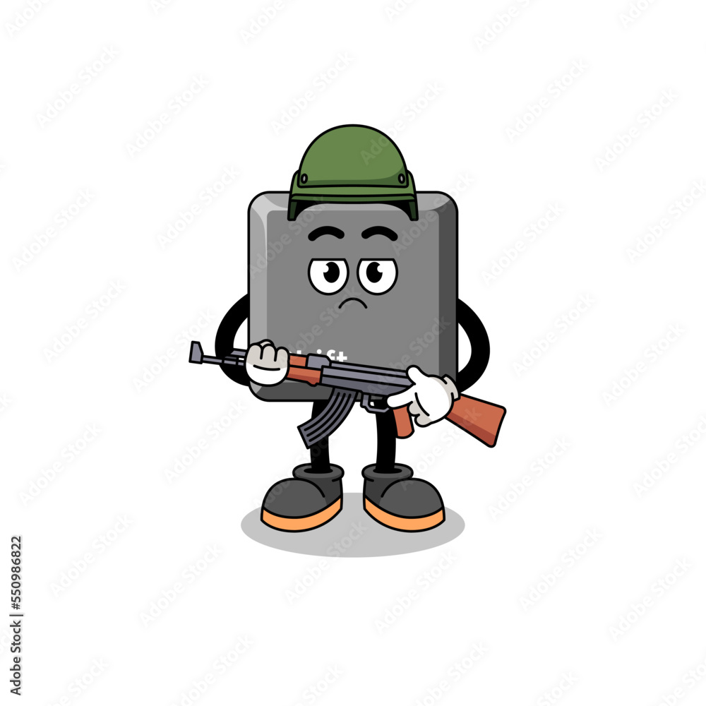 Cartoon of keyboard shift key soldier Cartoon of keyboard shift key soldier
