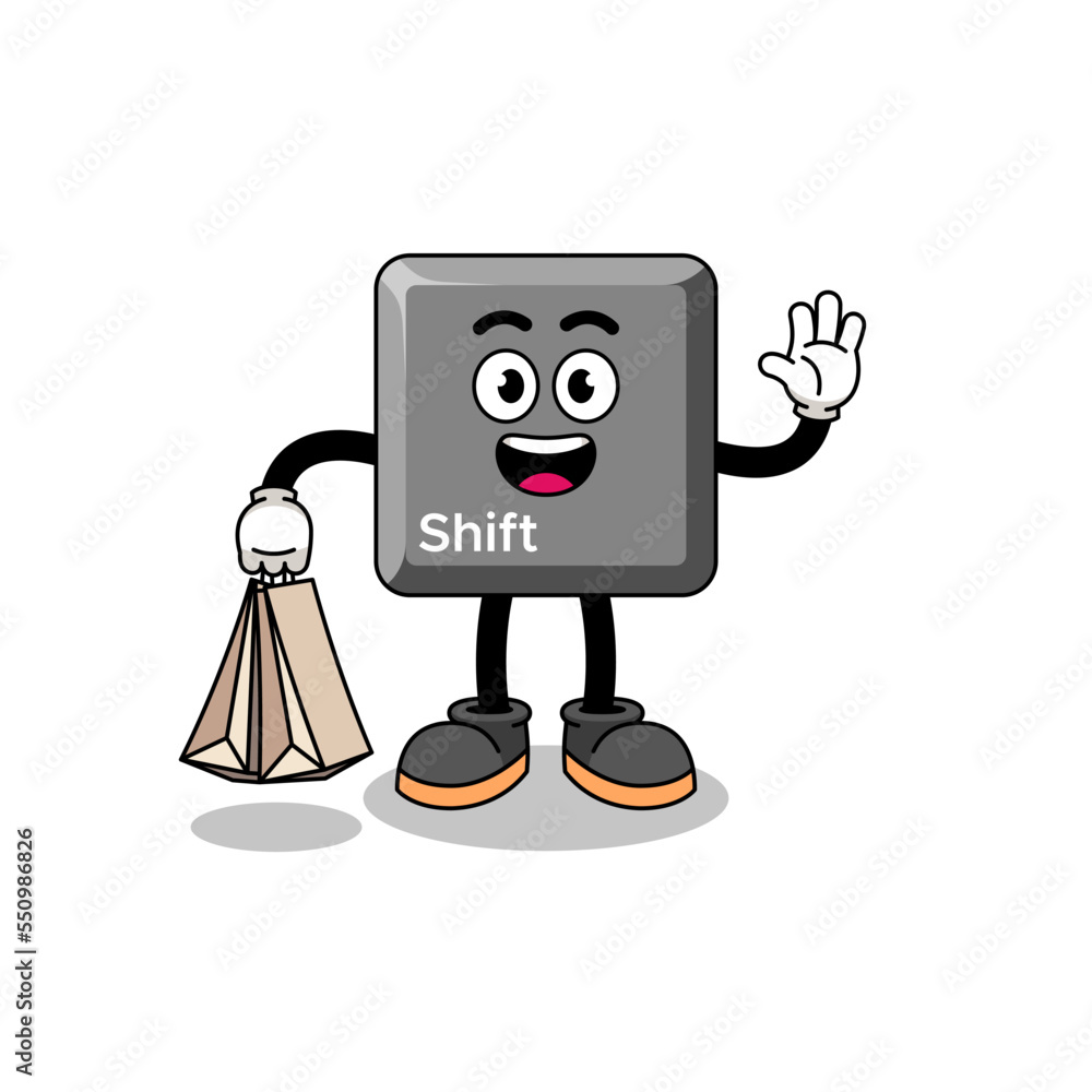 Cartoon of keyboard shift key shopping Cartoon of keyboard shift key shopping