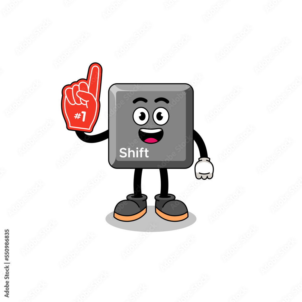 Cartoon mascot of keyboard shift key number 1 fans Cartoon mascot of keyboard shift key number 1 fans