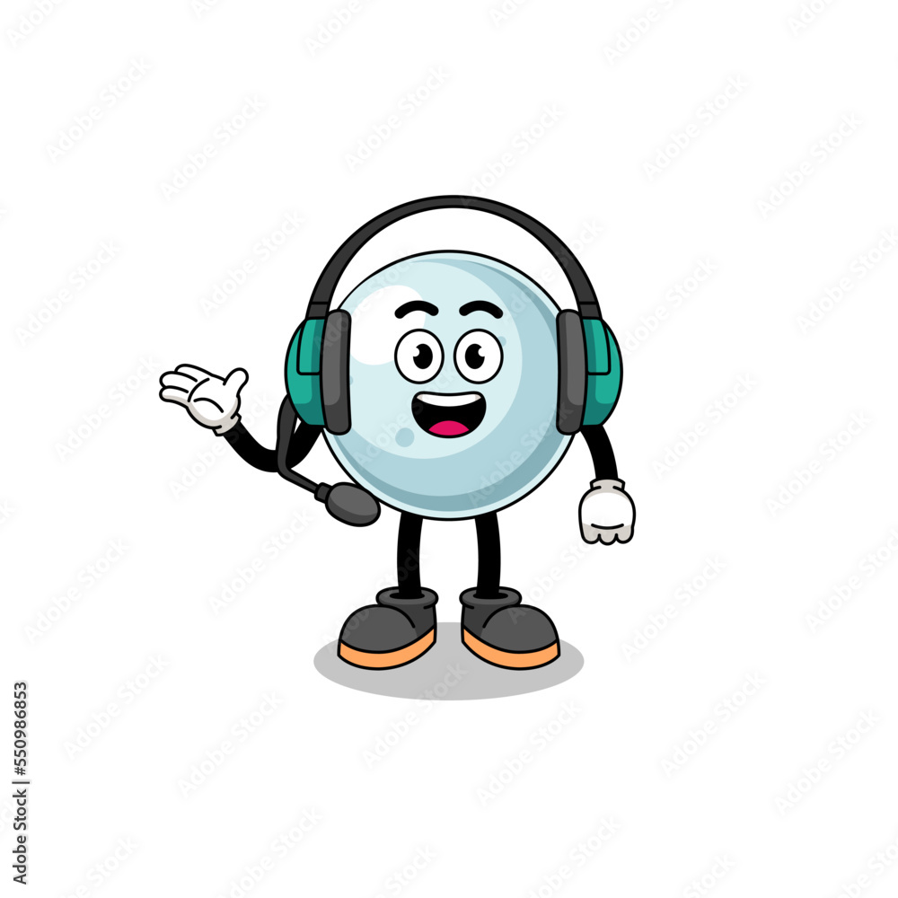 Mascot Illustration of silver ball as a customer services Mascot Illustration of silver ball as a customer services
