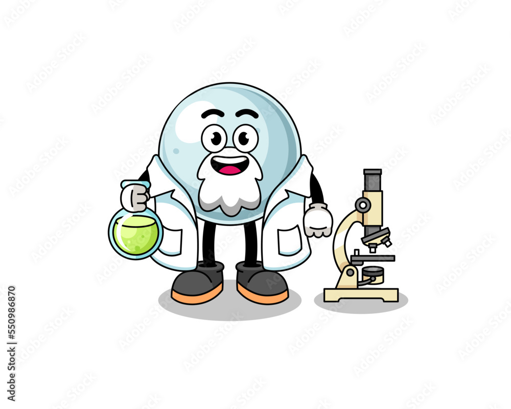 Mascot of silver ball as a scientist Mascot of silver ball as a scientist