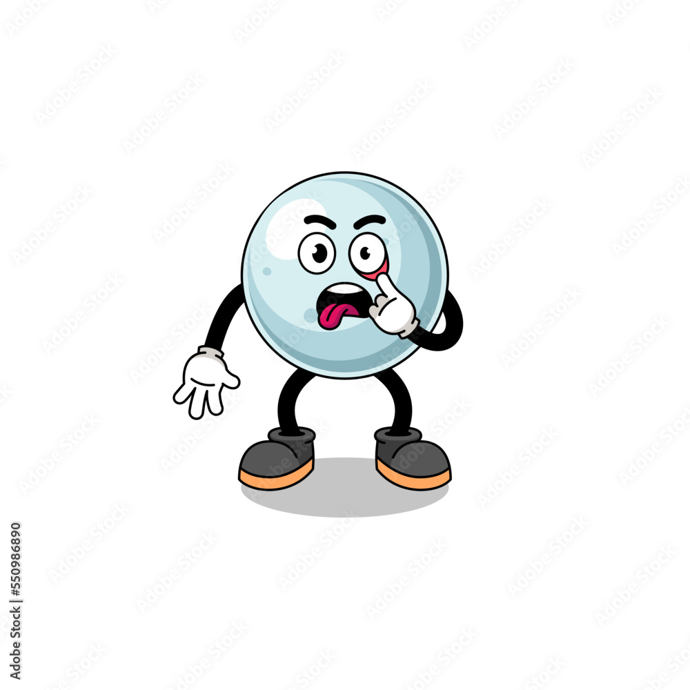 Character Illustration of silver ball with tongue sticking out Character Illustration of silver ball with tongue sticking out
