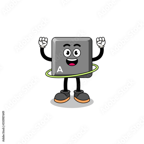 Character Illustration of keyboard A key playing hula hoop
