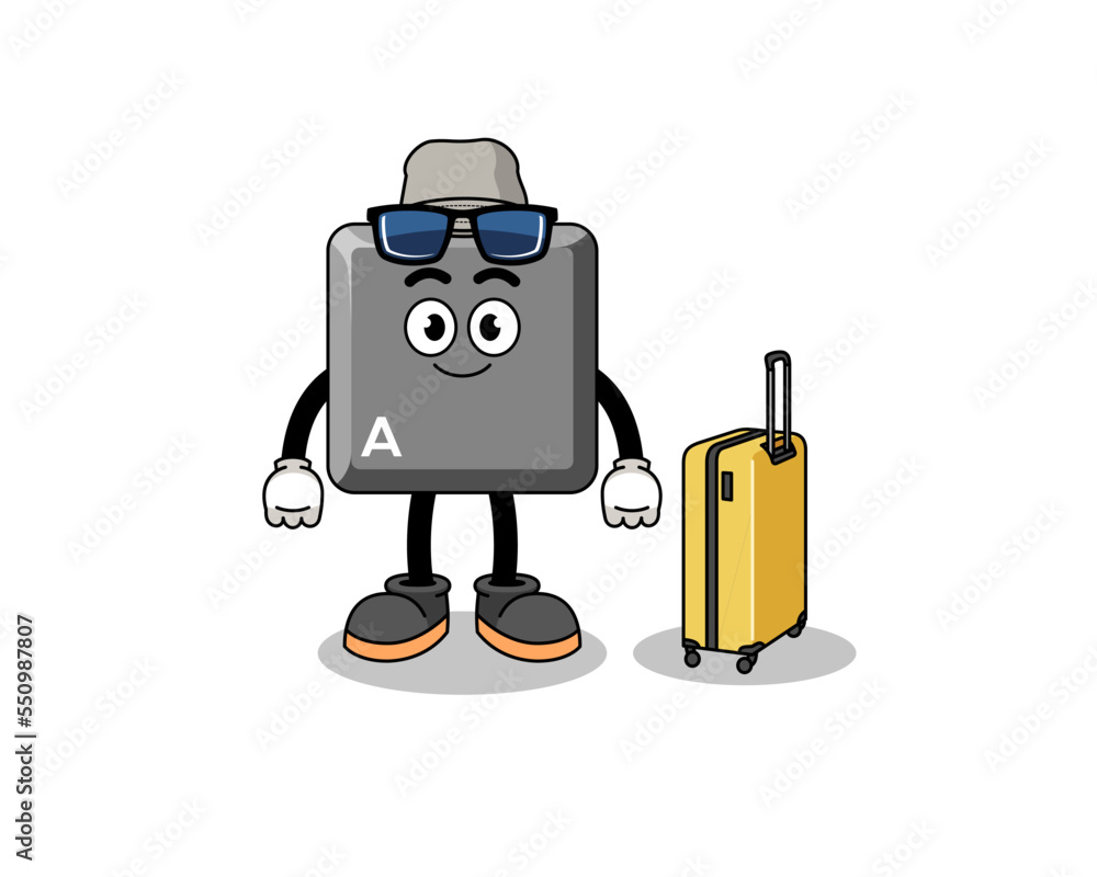 keyboard A key mascot doing vacation keyboard A key mascot doing vacation