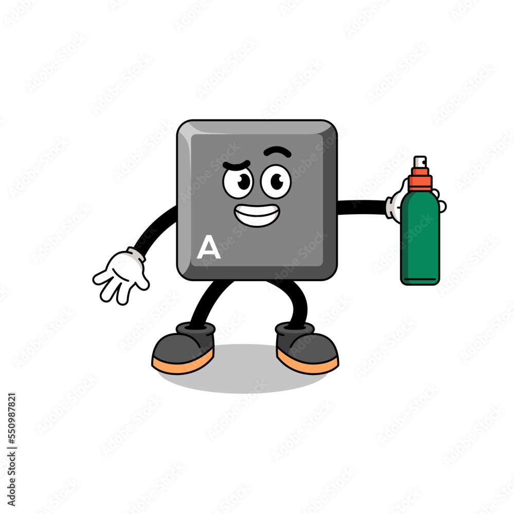 keyboard A key illustration cartoon holding mosquito repellent keyboard A key illustration cartoon holding mosquito repellent