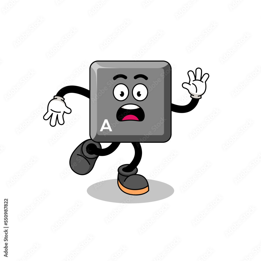 slipping keyboard A key mascot illustration slipping keyboard A key mascot illustration