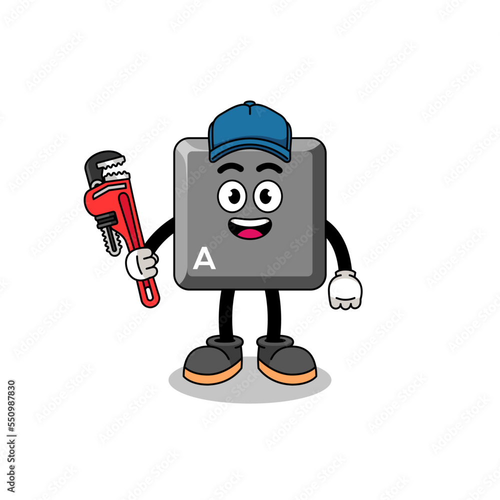keyboard A key illustration cartoon as a plumber keyboard A key illustration cartoon as a plumber