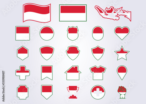 bundle of Indonesia icon flag symbol sign vector illustration design