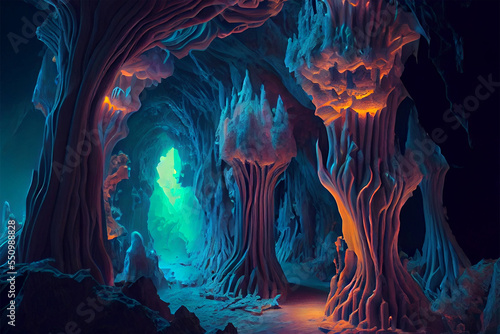 colorful cave for video games