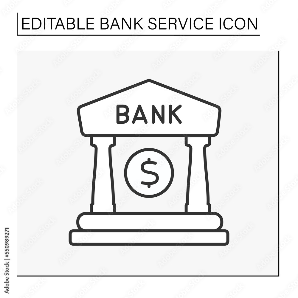 Finance line icon. Coins in the bank. Saving for the future.Banking concept. Isolated vector illustration. Editable stroke Finance line icon. Coins in the bank. Saving for the future.Banking concept. Isolated vector illustration. Editable stroke