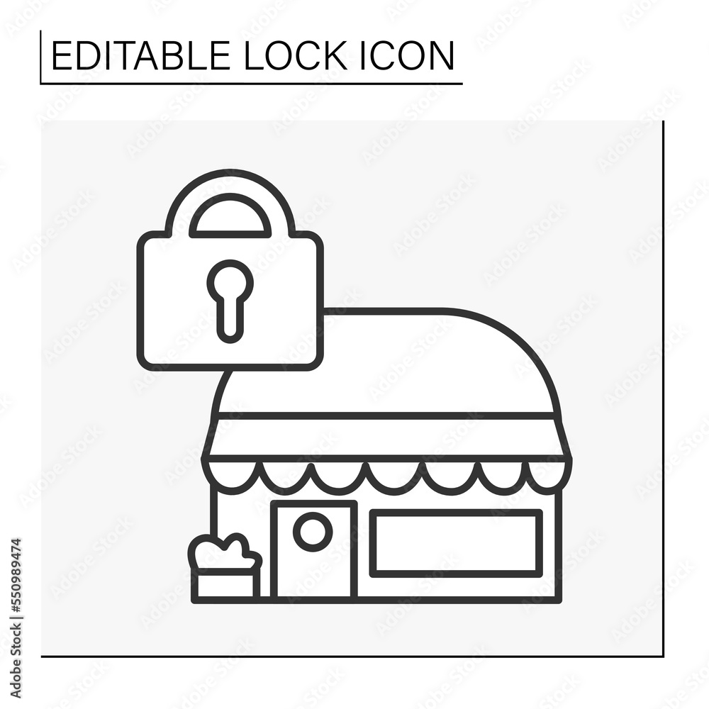 Personal data line icon. Locked door at store. Personal account. Lock concept. Isolated vector illustration. Editable stroke Personal data line icon. Locked door at store. Personal account. Lock concept. Isolated vector illustration. Editable stroke