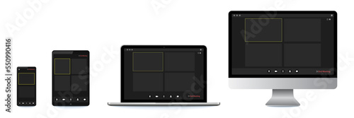 Video conference user interface, great design for any purposes. Online business webinar chat. Digital user interface. Video call screen template. Computer screen. Incoming call. Laptop screen.