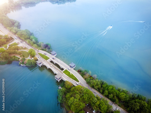 Wallpaper Mural Aerial photo of the landscape of Yunlong Lake in Xuzhou, China Torontodigital.ca
