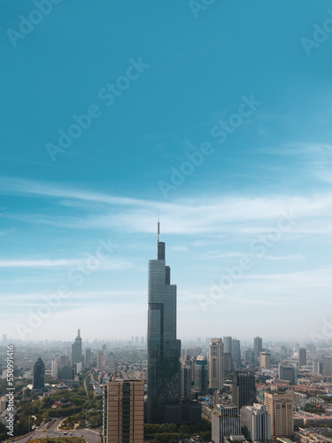 Aerial photo of the skyline of modern architectural landscape in Nanjing  China