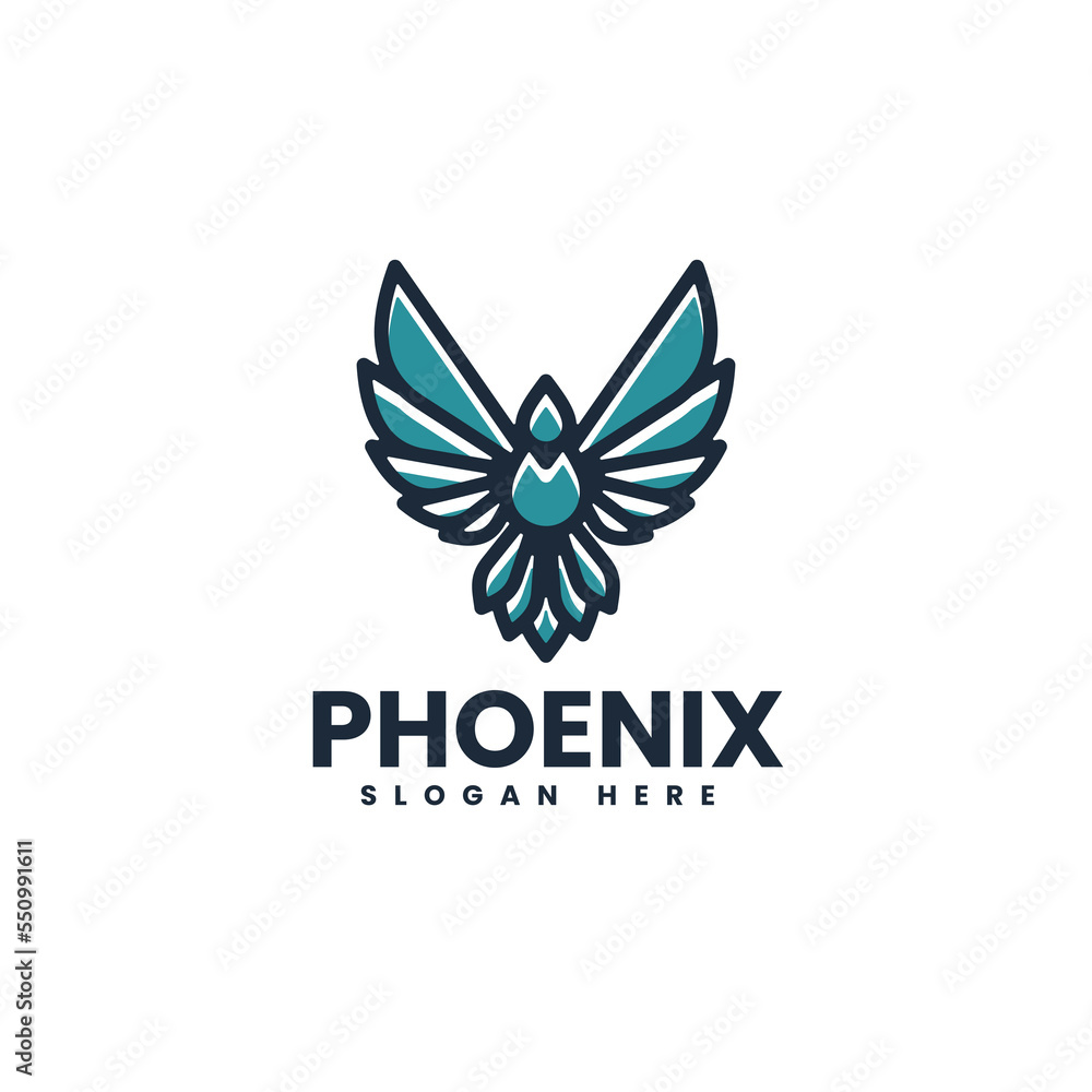 Vector Logo Illustration Phoenix Simple Mascot Style.
