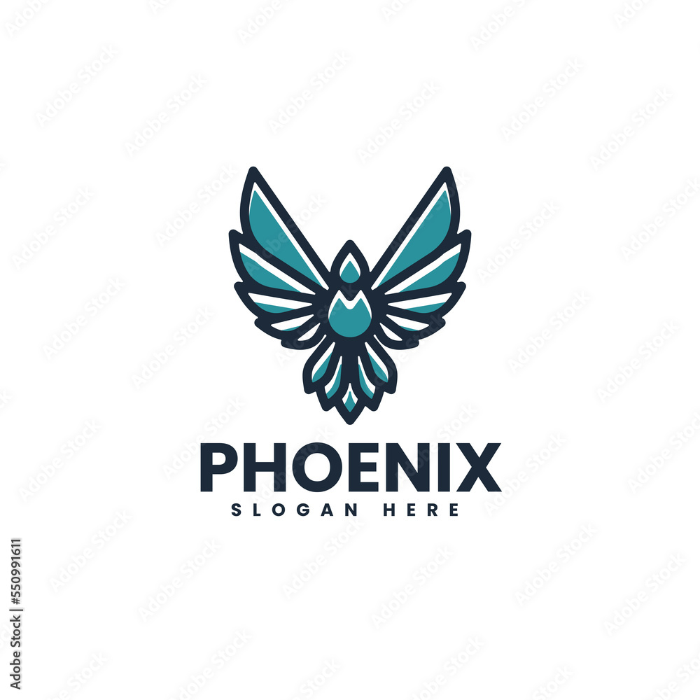 Obraz premium Vector Logo Illustration Phoenix Simple Mascot Style.