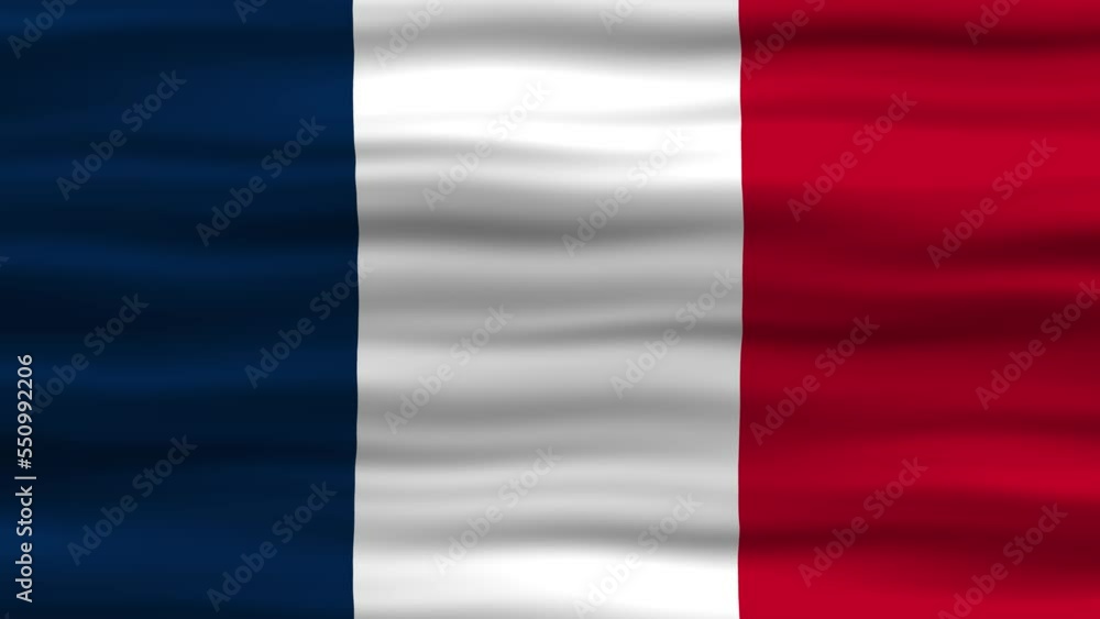 Seamless loop animation of the France flag, flag waving in the wind, perfect for videos of independence day or other holidays Seamless loop animation of the France flag, flag waving in the wind, perfect for videos of independence day or other holidays